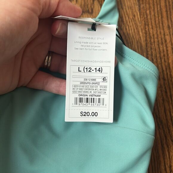 Shade & Shore Blue Classic Bikini Top Size Large New with Tags - Picture 2 of 5